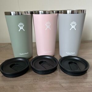 Three Hydroflask 20 oz All Around™ Tumblers Insulated Cups with Press In‎ Lids